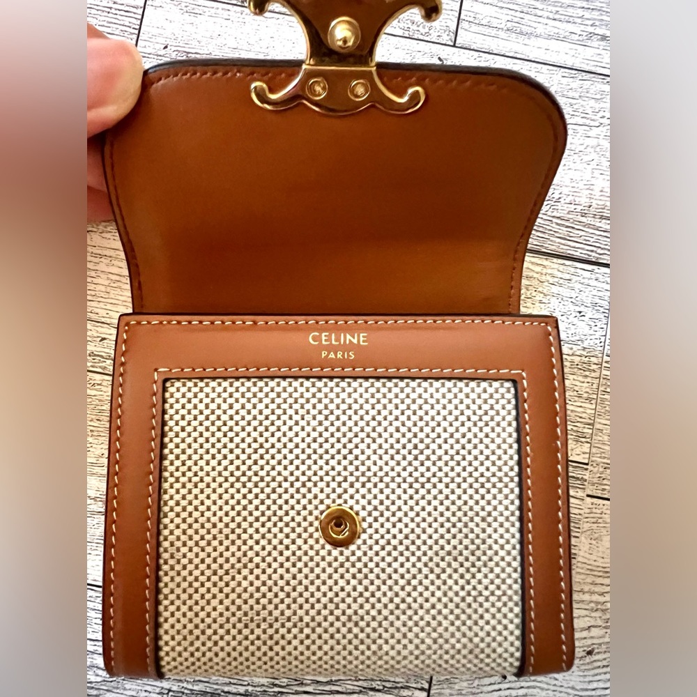 Celine Natural Canvas Leather Small Triomphe Wallet - Picture 11 of 16